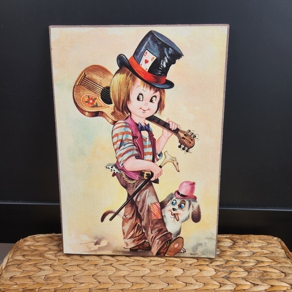 MASSIMO Signed Picture Big Eyes Boy and Dog.